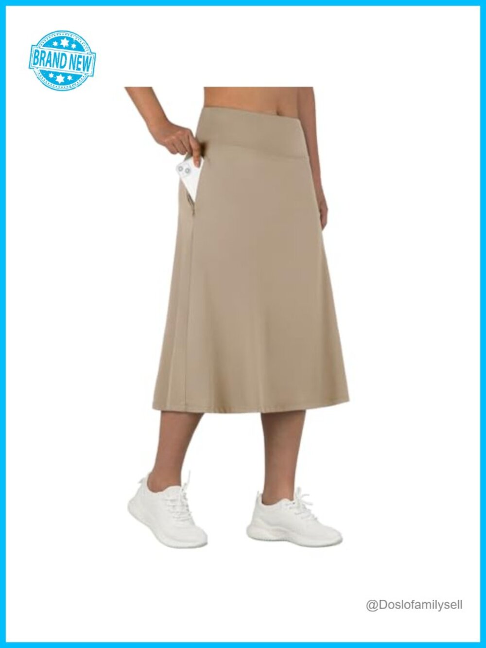 Women's 28" Midi Skort Knee Length Athletic Tennis Skirt with Pockets